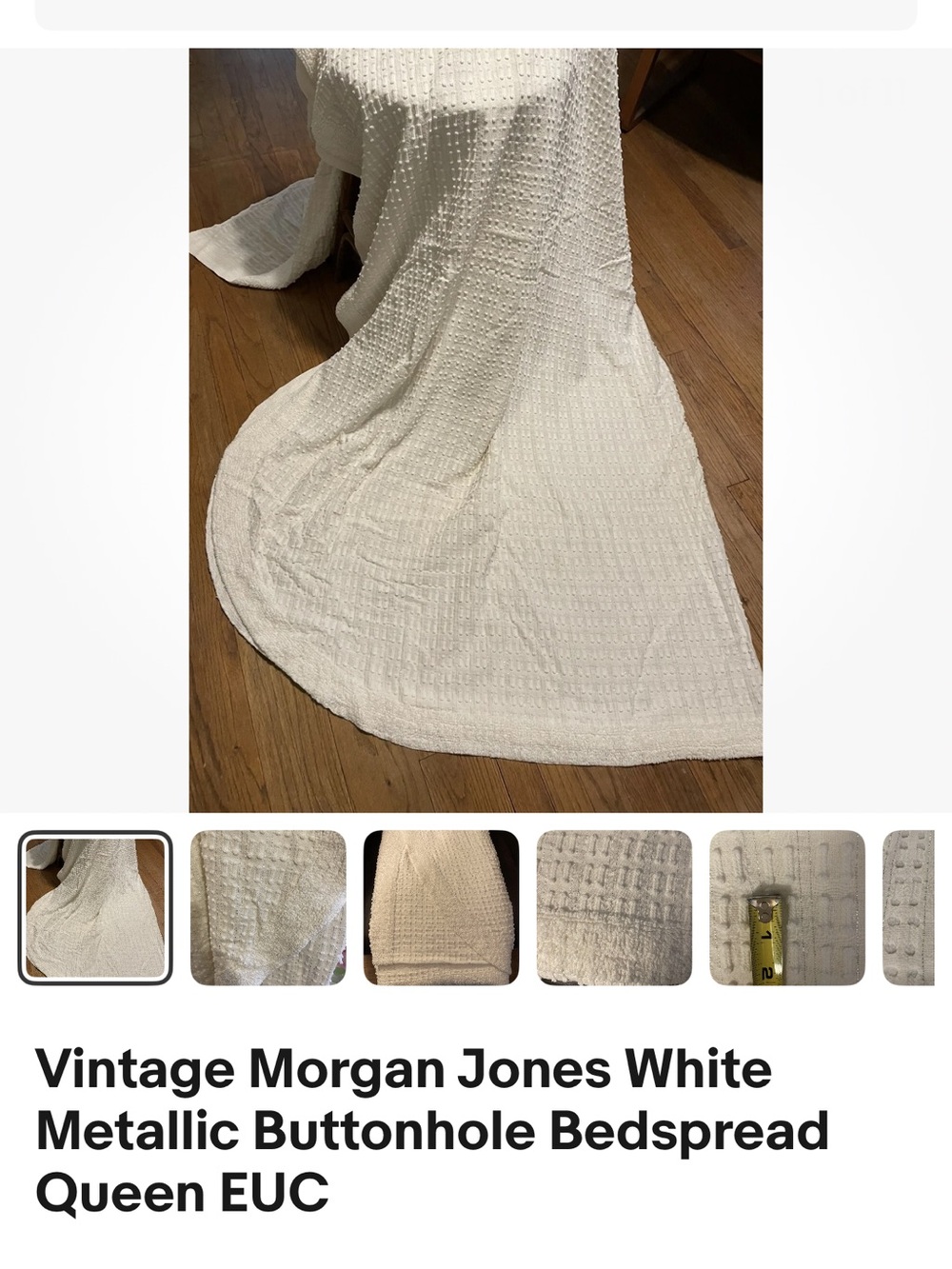 White Buttonhole Bedspread - Elegant Textured Queen Coverlet